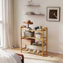 HOMCOM Zapatero de 4 Niveles Estantería para Zapatos de Bambú para 12 Pares de Zapatos para Entrada Pasillo Dormitorio 67,5x24,7x72 cm - Madera Natural - Ver 8