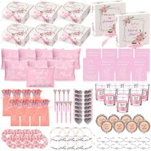 88 Pcs Bridesmaid Proposal Gifts Bridesmaid Box Set Maid Of Include Box Candle Invited Cards Scrunchies Hair Elastics Ties Knotted Bracelets Pens Blue - 粉紅色 + 清新 - 查看 2