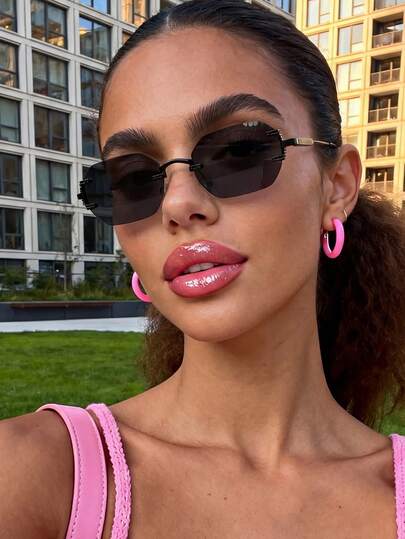 1 Pair Unisex Retro Frameless Edged Fashionable Sunglasses, Suitable For Vacation, Travel, Sports, Driving, Festivals, Beach, Music Festivals, Outings, Summer Accessories, Holidays, Family Outings, Elegant Attire, Street Style Accessories, Sports, Parties, Outdoor Activities, Street Style, Fishing, Vacation