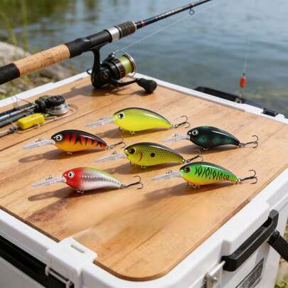 Crankbait Fishing Lures – Diving Hard Baits With Treble Hooks, Multi-Color Artificial Lures For Bass, Trout & Freshwater Fishing