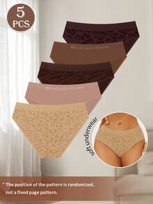 MIOTAN 5pcs/Pack Women's Low Waist Printed Panties, Soft Seamless Breathable - Multicolor - View 7