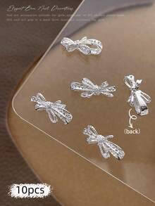 10/100/500pcs 3D Silver Bow Heart Nail Art Decorations, Korean Style Metal Bow, Star, Moon Nail Jewelry, Y2K Punk Nail Gems, DIY For Acrylic Nail Stickers, Phone Cases, Shoes, Clothes, Bags Nails Nail Supplies Nail Charms - Multicolor - View 13