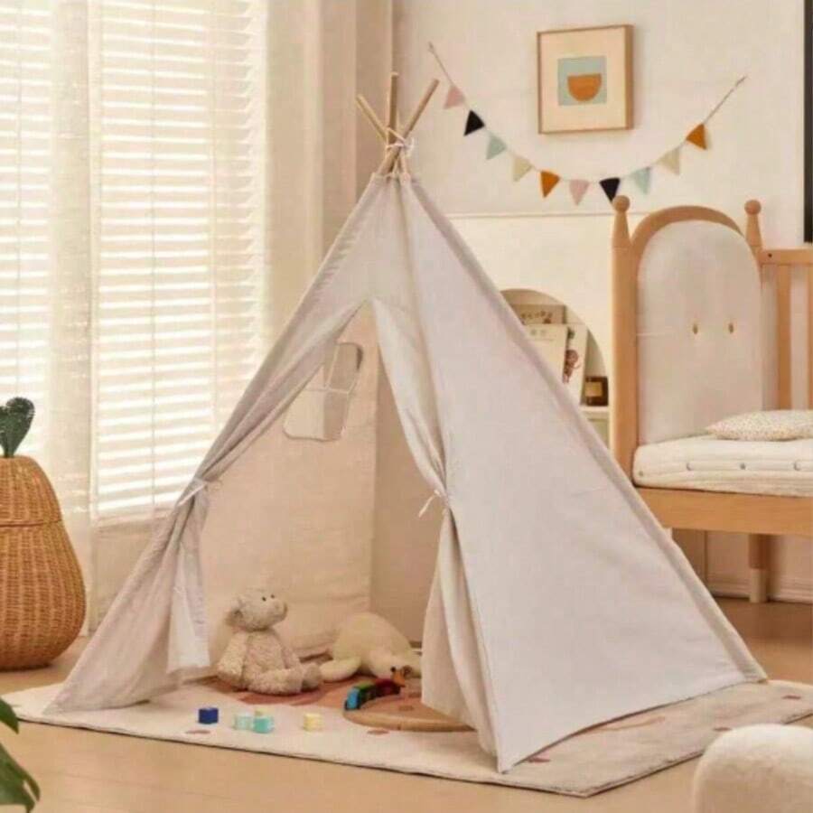 1pc White Portable Tent, Indoor Teepee Tent, Outdoor Camping Tent
