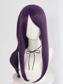 Lange gerade Seitliche Niedrige Pferdeschwanz Hellviolette Anime Cosplay Perücke mit Pony, Geeignet für Frauen, Hitzebeständige synthetische Faser, Klassische Mode Lila Perücke, Geeignet für Geburtstag, Thanksgiving, Weihnachten, Neujahr Dekoration und andere Anlässe - Mauve - Übersicht 6
