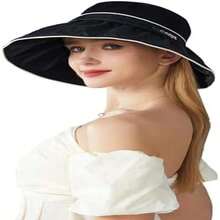 GeorgeX Sombreros de Sol para Mujeres UPF 50+ de Verano para Mujer Sombrero Anti-UV Sombrero de Playa para Mujer Sombrero de Verano con ala Ancha y Cordón Antitanque - como en la foto - Ver 2