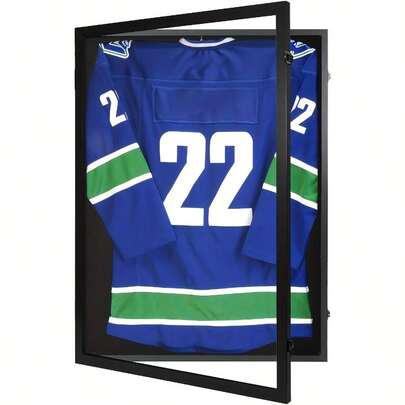 Vitrine en Bois pour Maillots de Sport 1 Pack, Grande Cadre à Ombre avec Cintres pour Maillot d'Hockey Football Baseball Basketball et Uniforme