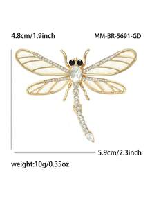 Luxury Rhinestone Dragonfly Brooches - Insect Pins For Women Unisex Casual Party Jewelry Accessories / Friends Gifts Badges Decoration - Dragonfly - View 8