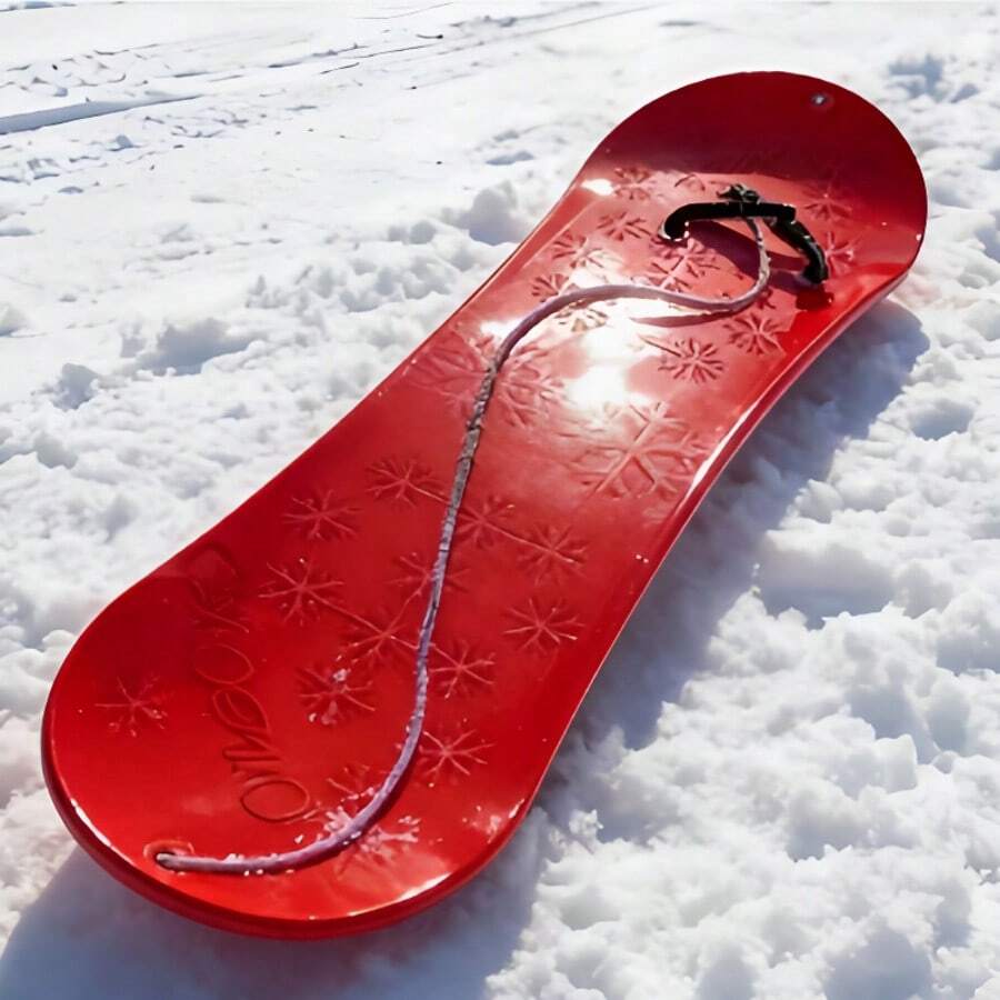 1pc Snowboard With Snowflake Patterns, Equipped With A Fixed Strap And A Tow Rope On The Surface, Suitable For Snow Sliding Scenarios, Practical And Rich In Design Details. - Multicolor - View 1