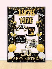 1set Black Gold 50th Birthday PhotoBooth Props,Happy Birthday Paper Photo Frame,Party Photo Booth Props,Black Gold Fifty Birthday Party Decoration,Fun Party Accessories, Birthday Celebrations In 2008,50 Year Old Birthday Party Supplies,Birthday Gift Party Favor - 50th Birthday - View 7
