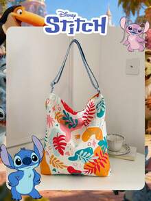 Disney Authorized Stitch Pattern Handbag, Cute Oversized Stitch Shoulder Bag, Cartoon Print Casual Tote Bag, Adjustable Strap, Lightweight Handbag, Suitable For Women/Girls Shopping/Daily Use/Fashion Accessory/Ramadan - Multicolor - View 12