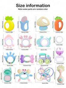 16pcs/Set Baby Rattle Toys Set, Teething Manhattan Ball, Chewable, Washable, Teething Rings, Newborn Birthday Gift For Boys And Girls (Packaging Box, Pattern, Accessories And Color Will Be Random) - 16-piece Set (storage Box) - View 3