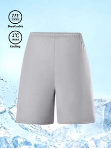Men'S Summer Stylish Casual Shorts For Young Outdoor Sports, Solid Color Loose Drawstring Beach Pants - Light Grey - View 4