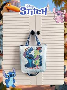 Disney 1 Pc Lilo & Stitch Printed Teen's Book Bag,Candy BagLunch Bag Mischievous Stitch Student's Cute Cartoon Handheld Bag For Daily Use, Casual Canvas Shoulder Bag For Easy Carry – For Students/College/University StudentsTeenagers/Teens/Young Adults/Zoomers For Daily/Shopping/ - Blue - View 7