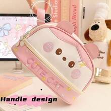 New Large Capacity Panda Blush Makeup Pouch, High-Quality PU Pencil Case, Cute Student Universal Stationery Storage Box - Large-capacity Pencil Case - View 6