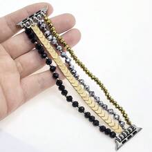 1pc Fashion Smartwatch Band, Compatible With Fitbit Versa 3/Versa 4/Sense/Sense 2, Women's Elastic Strap Compatible With Apple Watch 38/40/41/42/44/45/46mm, Fits Ultra 3/2/1 Series 1-11&SE, 20/22mm Wristband Compatible With 20/22mm Lug Width Smart Watches (/Garmin/ Etc.), Replacement Watch Band - Black - View 16