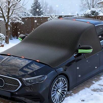 磁吸式汽车雪罩，牛津布冬季防护罩，带侧视镜保护罩，防雪、防霜、防紫外线遮阳罩，适用于轿车和SUV，加长款，适合海滩、夏季、度假、旅行、外出等场合，家居用品。