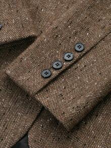 Blazer de manga larga con mezcla de espiga para mujer, primavera - Marrón - Ver 5