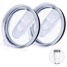 30oz Tumbler Lids 2 Pack, Fit Of Inner Diameter 3. To 3.73 INCH Tumbler Cup, Spill Proof Splash Resistant Tumbler Lids Silicone Sliding Covers BPA - - 30盎司-2件+滑塊 - 查看 2