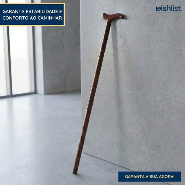 Bengala Bastão De Madeira Ortopédica  90cm - Unidade e Kit 2 Unidades