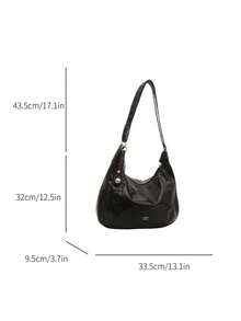 时尚大容量女士单肩手提包，设计 - 黑色 - 查看 3