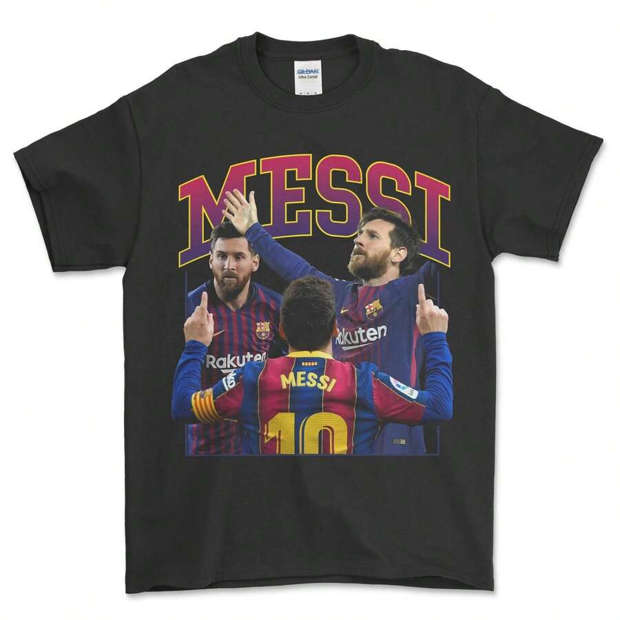 LIONEL MESSIs Retro Shirt, Homage T-Shirt, Fan Tees, Retro 90s T-Shirt Fan Art F - 黑色 - 查看 1