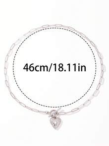 1pc Minimalist Stainless Steel Necklace With Heart Pendant, Fashionable Jewelry Gift For Women, Party/Friend (No Box) - Multicolor - View 6