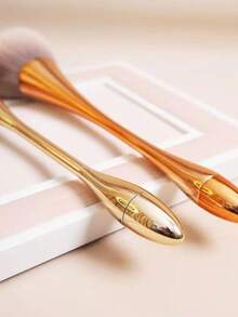 1pc Gold Powder Brush, Soft Face Makeup Brushes, Foundation Brush, Concealer Brush, Blush Brush, Contour Brush, Blush Brush, Bronzer Brush, Powder Brush, Foundation Brush, Blush Brush - Rose Gold - View 2