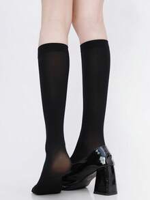 1 Pair Thigh High Socks, Plus Size Over The Knee Stockings With Cat Paw Silicone Pattern, JK Style Decor Leg Warmers, Fashion Versatile Mid-Calf Socks With Multi-Layer Anti-Slip Silicone Details, Minimalist Design Long Socks Suitable For Spring, Summer, Autumn, Daily Wear, Parties, Performances And Gifts - Multicolor - View 12