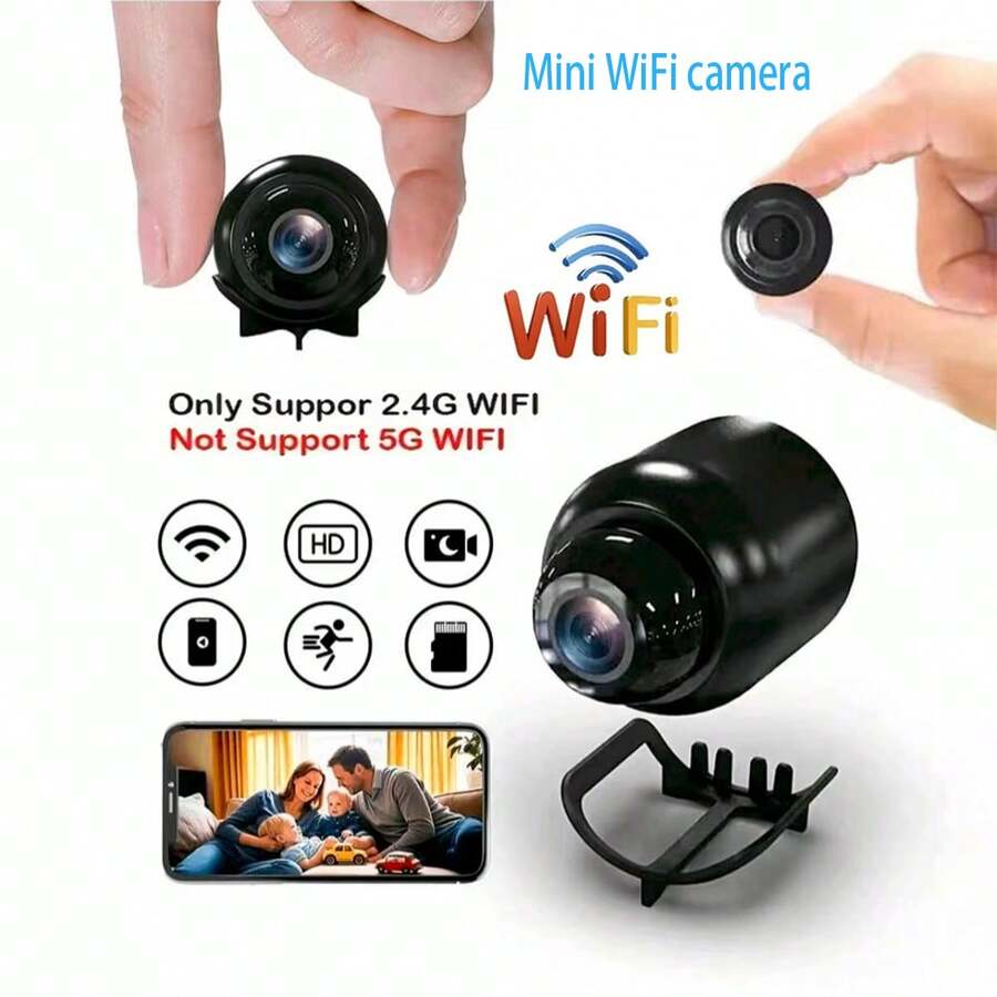 1080P 2.4Ghz Wi-Fi Indoor Security Camera, Compact HD Monitoring Camera With Motion Detection, App Control, Auto Alarm, Nanny Cam, High Definition Camera - Black - View 1