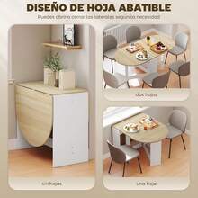 HOMCOM Mesa Plegable de Comedor, Mesa de Cocina Plegable Ovalada, 163x80x75 cm con Alas Abatibles, Hasta 6 Personas, para Comedor, Salón, Espacio Pequeño, Natural - Madera Natural - Ver 2