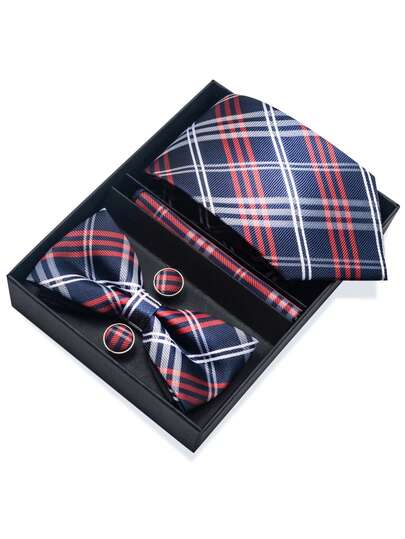 4件套高品质佩斯利/碎花男士领带和领结套装，适合商务会议、婚礼、情人节、圣诞节等场合，时尚、优雅且实用。