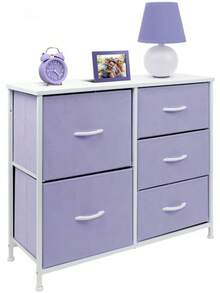 Nightstand Chest 5 Drawers Bedside Dresser Furniture Bedroom Office Organize - 紫色 - 查看 8