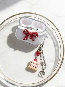 1个透明3D波点蝴蝶结TPU耳机保护壳+可爱草莓蛋糕吊坠，兼容苹果Pro第三代，蓝牙保护壳适用于第二代/第四代Pro 2 - 彩色 - 查看 7