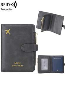 MIYIN 1 chiếc ví đựng hộ chiếu du lịch họa tiết máy bay sáng tạo, có khóa kéo, chống RFID, kiểu dáng tối giản, màu trơn, thích hợp cho công tác, du lịch công sở, ví đựng hộ chiếu nhẹ, di động, đa chức năng, hộp đựng thẻ, bảo vệ hộ chiếu, ví đựng hộ chiếu unisex, túi du lịch, túi hành lý, túi xách tay, túi qua đêm, dung tích lớn, bền, thích hợp cho du lịch biển, kỳ nghỉ, đồ dùng cần thiết cho nam và nữ, đồ dùng du lịch nghỉ lễ, những vật dụng không thể thiếu khi đi du lịch. - Xám - Xem 9