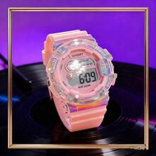 Stylish Digital Watch With A Luminous Dial, Featuring Anti-Internet And Anti-Call Protection For Students. A , Multi-Functional Watch Suitable For Women And Girls, This High-End, Cute Pink Sports Digital Watch... - 深粉紅色 - 查看 2