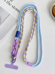 1pc Contrast Color DIY Diagonal Hanging Lanyard Acrylic Double Buckle Phone Strap - Multicolor - View 9