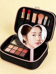 1个迷你心形镜/便携式手持高清化妆镜，可爱小镜子/手持镜，迷你化妆镜 - 彩色 - 查看 8