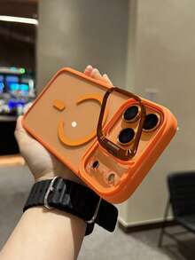 Luxury Magnetic Wireless Charging Hidden Lens Frame Bracket Transparent Phone Case Compatible With 17 Pro Max Air 16 15 14 13 12 11 Pro Max Plus Creativity Support Stand Clear Protective Cover