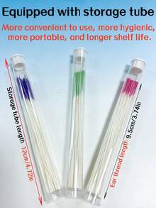 180/60支耳洞清洁线：彩色耳洞清洁棒，带收纳管，拉环清洁线，去除耳洞污垢，消除异味，防止堵塞，除臭防堵塞耳洞清洁线，男女通用耳部护理工具。 - 彩色 - 查看 4
