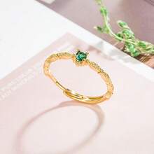 Women's Solitaire Ring With Emerald Green Graduation Stone, 18K Gold Plated Or 925 Silver - 金色 - 查看 6