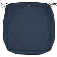 Classic Accessories Montlake FadeSafe - Funda de cojín cuadrada resistente agua de 21 x 21 x 3 pulgadas, para asiento aire última intervensión, funda de cojín para silla de muebles de patio, color gris jaspeado, fundas de cojín para muebles de patio(21"W x 21"D x 5"Thick Heather Indigo) - Multicolor - Ver 2
