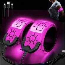 CYPN2 Pcs LED BrazaletePulsera LED Deportiva Recargable USB-3 Modos Flash/Lento/Constante -Brazalete Reflectante para Corredores Ciclistas Caminantes y Mascotas - Alta Visibilidad NocturnaFashion - como en la foto - Ver 2