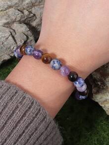 YAUKIA 1pc Positive Enegry Bracelet Amethyst Yellow Tiger's Eye Natural Stone Beaded Bracelet Meditation Spiritual Healing Jewelry Gift For Women - Multicolor - View 5