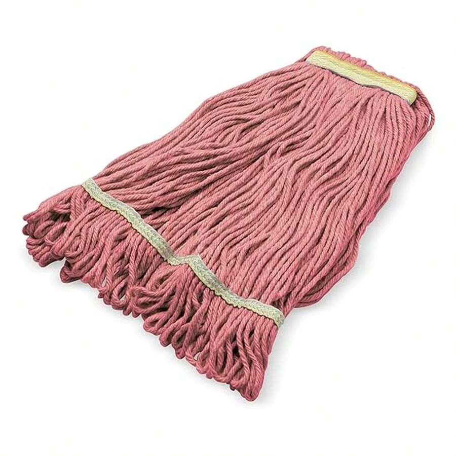 Flo-Pac Acrylic Mop Head, Loop-Ended, Narrow Band With 1" Yellow Band For Organized Cleaning, Small, - As Picture 596 - View 1