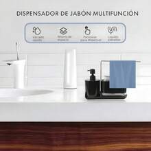 CYPNBebeay Dispensador De Jabon Cocina 4 In 1 Dispensador De Jabón para Trastes con Soporte para Paños y Jabonera Abs Resistente Juego De Jaboneras Organizador para Cocina Baño y Fregadero NergoFashion - 219611588 - Ver 3