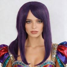 Lange gerade Seitliche Niedrige Pferdeschwanz Hellviolette Anime Cosplay Perücke mit Pony, Geeignet für Frauen, Hitzebeständige synthetische Faser, Klassische Mode Lila Perücke, Geeignet für Geburtstag, Thanksgiving, Weihnachten, Neujahr Dekoration und andere Anlässe - Mauve - Übersicht 13