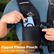 WOCBuy Running Vest With Hydration System - Lightweight, Breathable Backpack For Hiking, Cycling & Marathon Races - Adjustable Waistband & Phone Pocket - Black - View 8