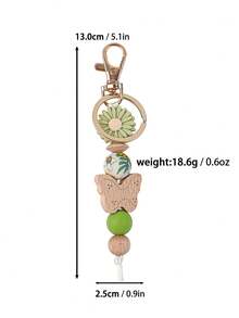 1pc Vintage Floral Daisy Beaded Keychain, Butterfly Decor, Cute Accessory For Daily Outfit - Multicolor - View 9