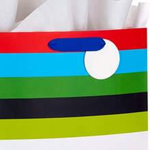 CYPNHallmark - Bolsa de regalo extragrande de 17 pulgadas con papel de seda rayas arcoiris para cumpleaños graduaciones baby shower día del padreFashion - Negro, rojo, azul, verde, blanco, amarillo - Ver 7