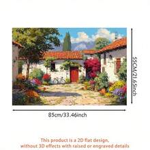 1pc Large Self-Adhesive PVC Wall Sticker - European Country Floral Path With Red Door And House - Matte Surface, Easy To Apply And Remove, Durable Kitchen Backsplash Decoration, Suitable For Modern Farmhouses And European Home Decor - Reusable - Multicolor - View 10